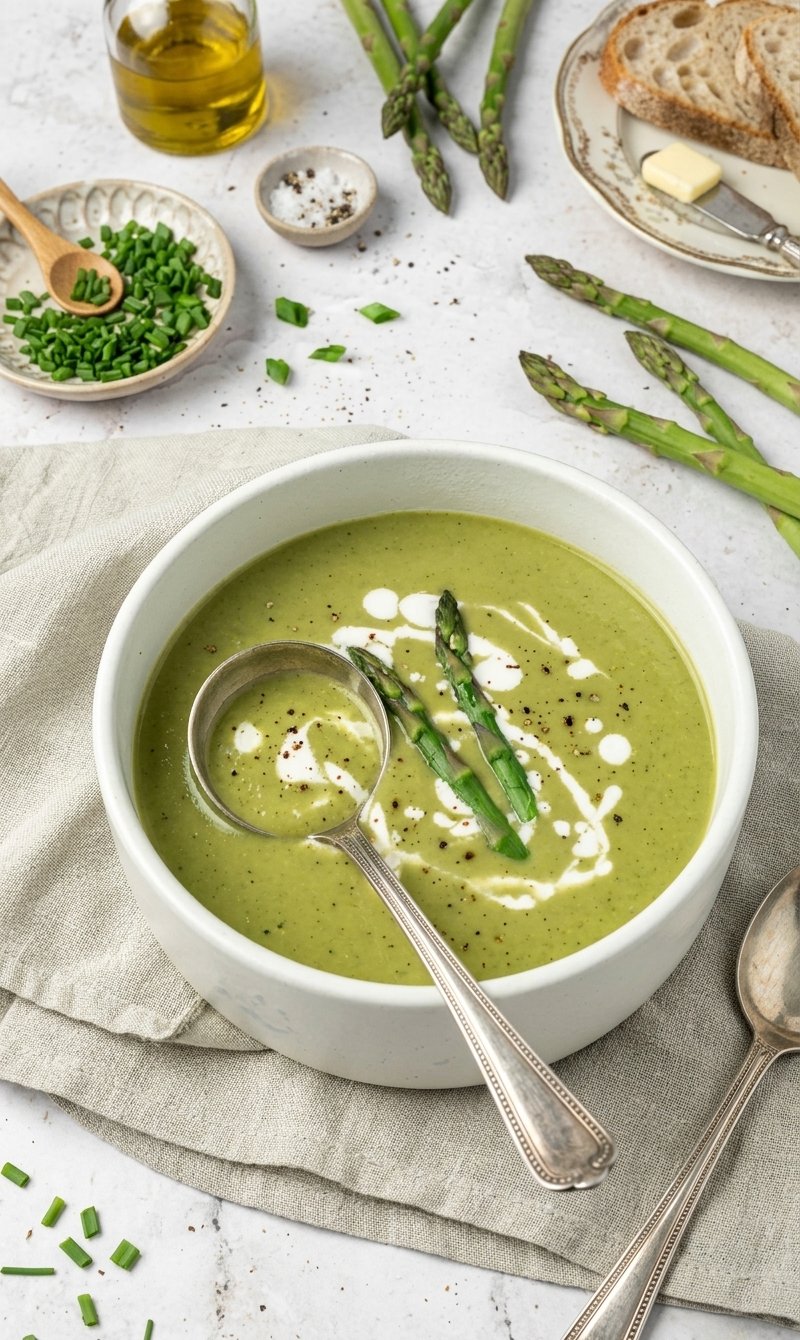 Cremig-grüne Spargelsuppe