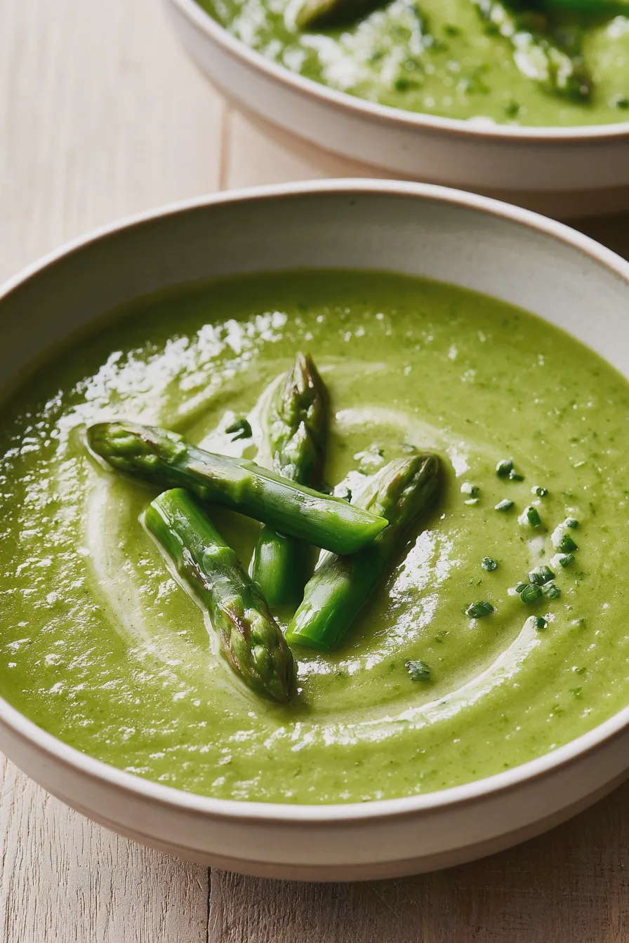 Cremige grüne Spargelsuppe