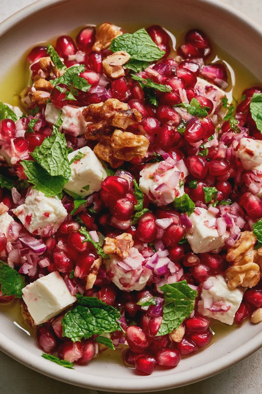 Granatapfel rezept: Einfacher Salat mit Feta