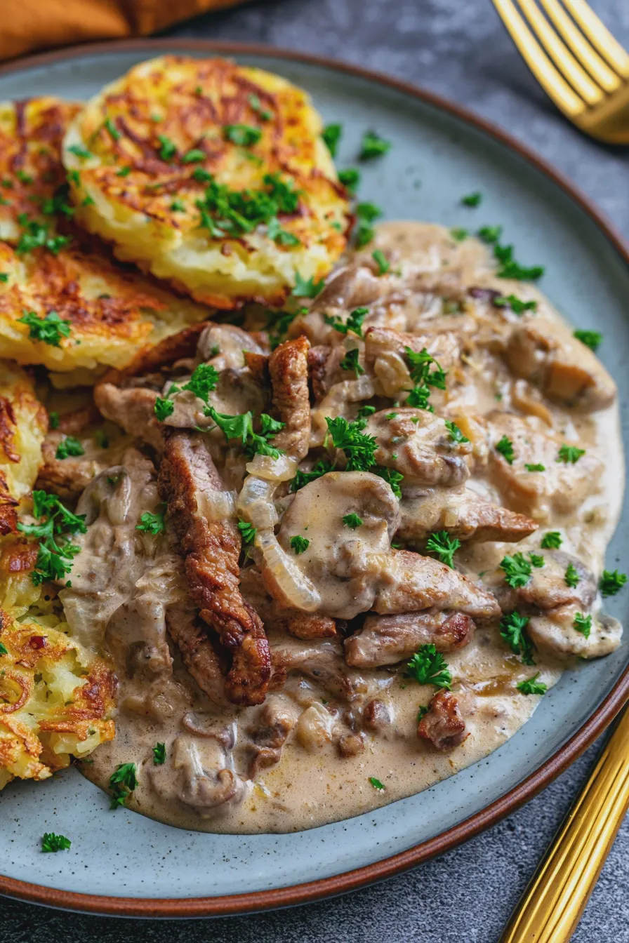 Geschnetzeltes Rezept cremig und schnell zubereitet