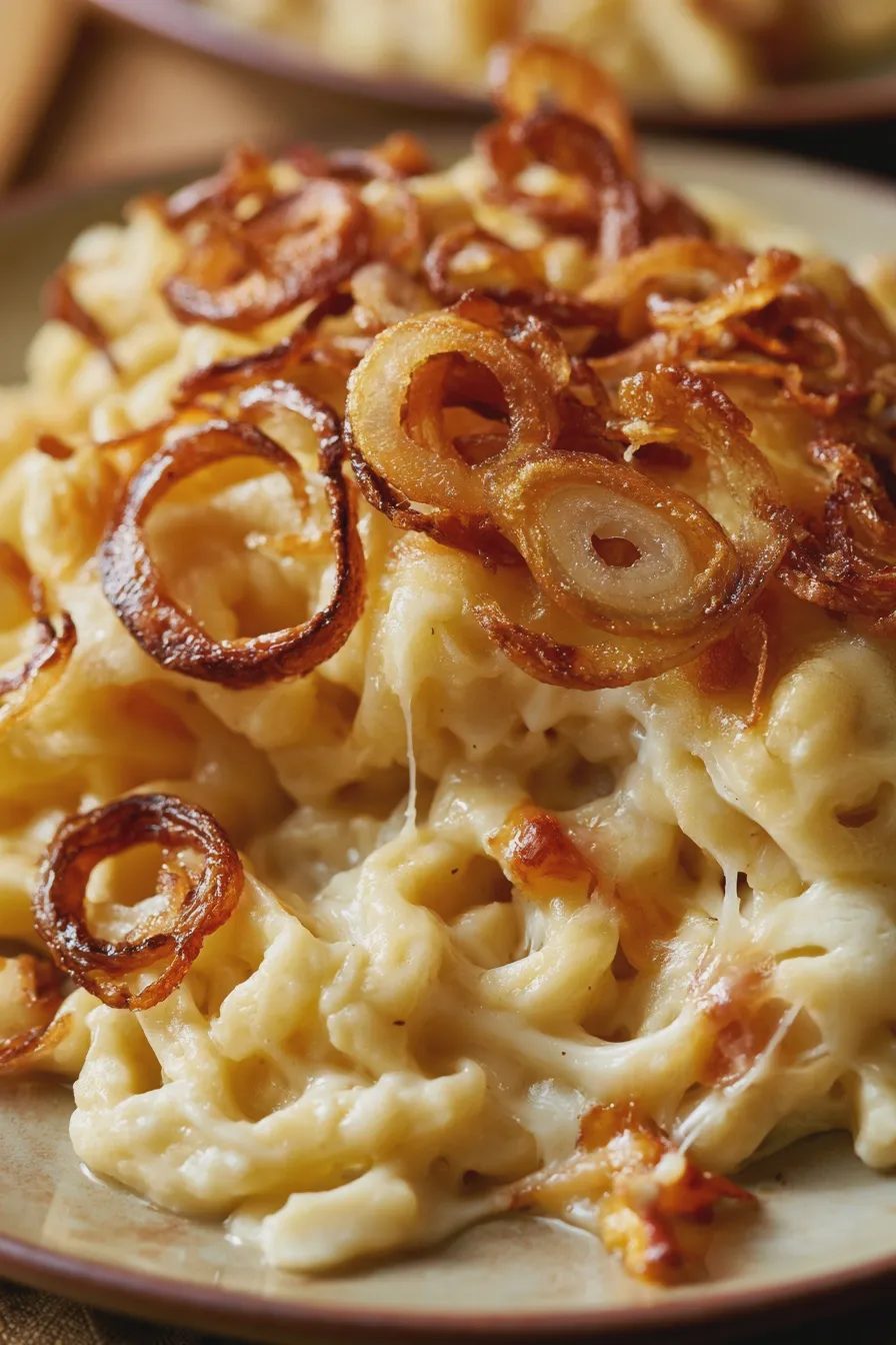 Käsespätzle Rezept mit fertigen Spätzle einfach und schnell